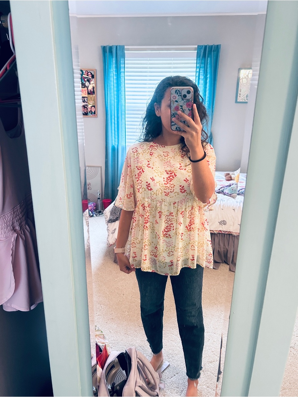 Floral Peplum Short-Sleeve Top